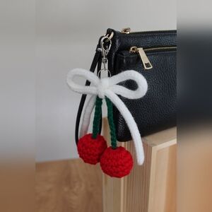 Handmade Cherry Bow Bag Charm